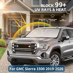 Windshield Sun Shade for GMC Sierra 1500 2500 3500 SLT AT4 Denali 2019-2024 2025 2026 Front Window Shade Custom Fit Sun Visor Foldable Shade Blocks UV Rays Summer Must Have Car Accessories - Image 2
