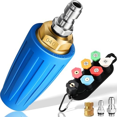 Selkie Turbo Nozzle for Pressure Washer, 4000 PSI Rotating Turbo Nozzle 1/4" Quick Connect, 7 Pieces Spray Nozzle Tips & Nozzle Holder, Multiple Degrees Washing, Additional 1.1 mm Orifice Nozzle by SELKIE