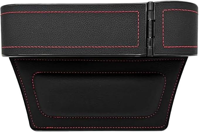Car Seat Gap Filler Organizer with Cup Holder Expander, Leather Console Seam Filler Storage Box, Auto Front Seat Gap Organizer for Phones Keys Glasses, Universal Fit (Black/Red Passenger) - Image 7