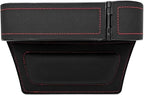 Car Seat Gap Filler Organizer with Cup Holder Expander, Leather Console Seam Filler Storage Box, Auto Front Seat Gap Organizer for Phones Keys Glasses, Universal Fit (Black/Red Passenger) - Image 7
