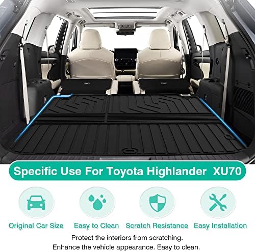 Powerty Trunk Mat for Toyota Highlander 2020-2026(Fits 5-Seats and 7-Seats Models), All Weather TPE Cargo Mat Liner for Highlander Rear Trunk - Image 2