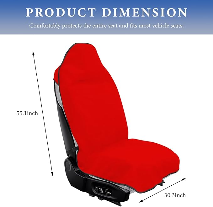 Car Towel Seat Cover, Waterproof Sweating Towel Non-Slip Front Seat Protector, Universal Soft Carseat Protective Cover for Gym Workout Running Swimming, Car Accessories (Red) - Image 2