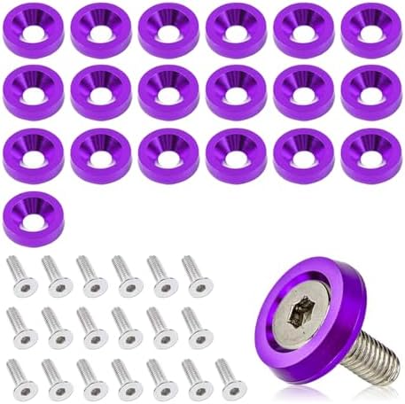 smilfuy 20PCS Aluminum Bumper Fender Washer Stainless Steel Bolts, Purple by smilfuy