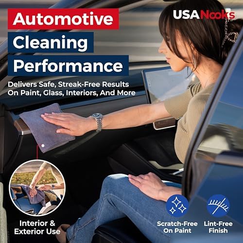 USANOOKS Microfiber Cleaning Cloth Grey - 24 Pcs (12.5"x12.5") - High Performance - 1200 Washes, Ultra Absorbent Microfiber Towel Weave Grime & Liquid for Streak-Free Mirror Shine - Car Washing Cloth - Image 5