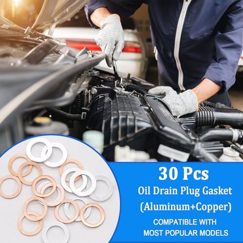 30PCS Oil Drain Plug Gasket,14mm Copper and Aluminum Crush Washers Assortment Kit,Automotive Replacement Drain Plug Gaskets-OEM 007603-014106/OEM 94109-14000 - Image 5