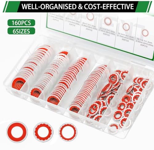 160PCS A/C Compressor Port Bonded Seal Gasket Kit, A/C Seal Washers - Image 4