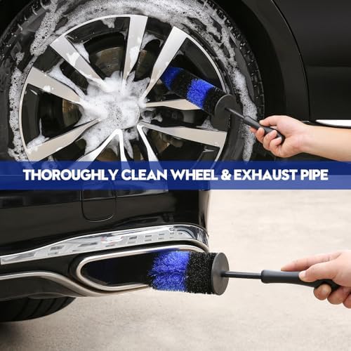 Qydipclin 34Pcs Car Detailing Kit, Car Detailing Brush Set, Car Wash Cleaning Kit, Car Detailing Brushes, Professional Car Care Kit for Interior Exterior Wheels, Blue - Image 4