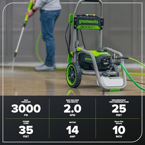 Greenworks 3000 PSI (2.0 GPM Max) Brushless Electric Pressure Washer - Image 4