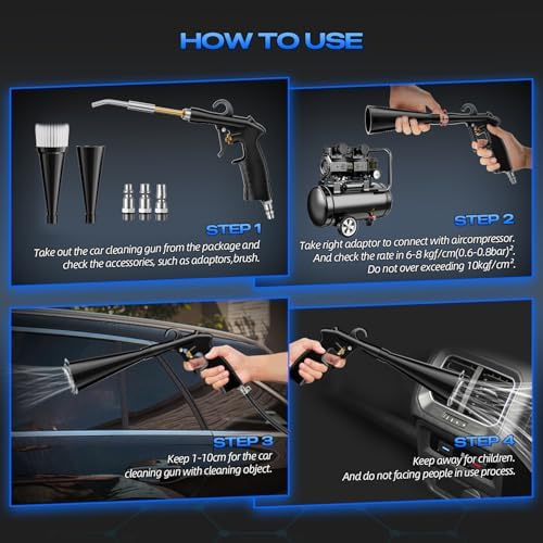 Detailing Car Cleaning Gun Interior Dryer Air Blow Gun, High Pressure Blower Gun, Car Detailing Tools for Quickly Blowing Out Dirt and DustWorking with Air - Image 5