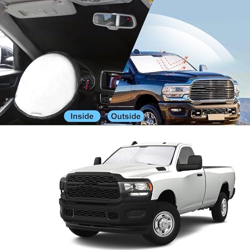 TINGLU Sun Shade for Dodge RAM 2500 3500 2010-2024 2025 2026 Accessories Windshield Sun Shade Window Shade UV Rays Protection Sun Visor Cover with Steering Wheel Sunshade Storage Bag - Image 6