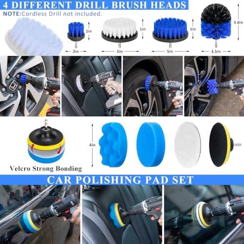 38Pcs Car Wash Detailing Kit Cleaning Kits with Foam Gun Sprayer Collapsible Bucket Drill Brush Large Wash Mitt Towels Complete Interior Exterior Car Washing Supply Set Blue - Image 4