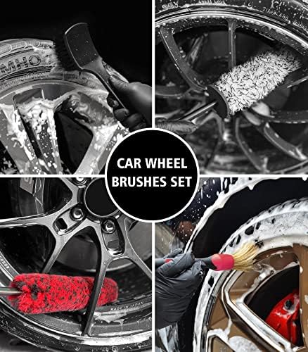 YeewayVeh 4Pack Car Wheel Cleaning Kit, Bendable Rim Brush Set, Red - Image 2
