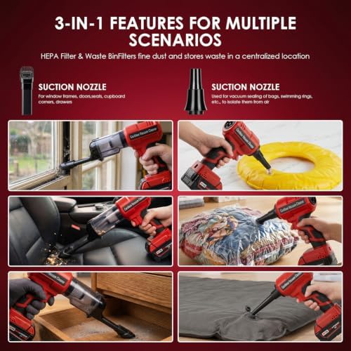 DTEZTECH Cordless Vacuum Cleaner for Milwaukee M18 18V Battery, Electric Handheld Vacuum Cleaner with 105AW Powerful Suction, Portable Vacuum Cleaner for Floor,Carpet, Car, Home (Battery Not Included) - Image 6