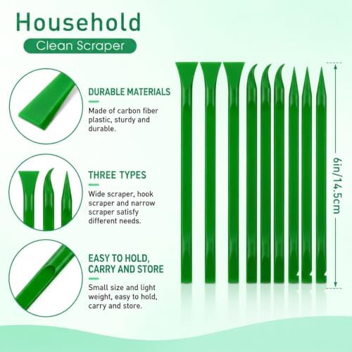 Crevice Cleaning Tool, 9 PCS Carbon Fiber Plastic Scraper Tool Set for Car Detailing - Image 3