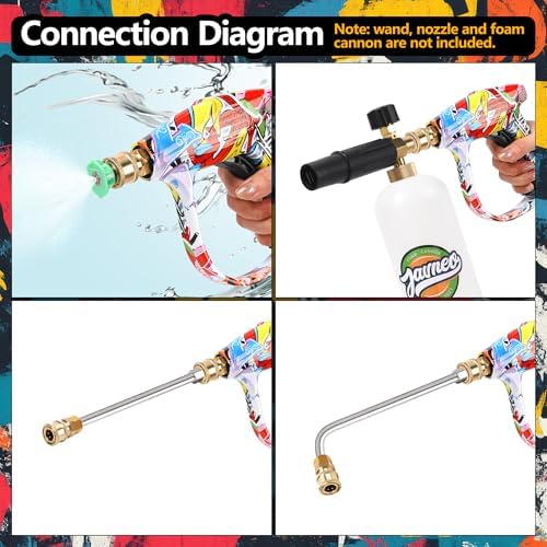 Pressure Washer Short Gun 4000 PSI High Pressure Power Washer Gun with M22-14mm Inlet and 1/4 Inch Quick Connector Heavy Duty Spray Gun for Foam Cannon Car Wash - Image 4