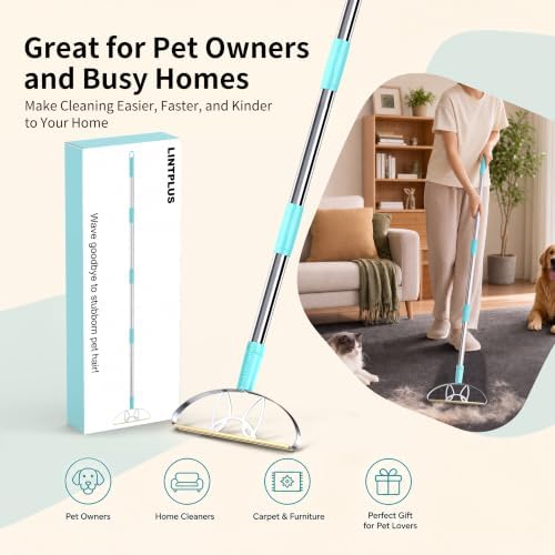 63‘’Ultra Long Heavy Duty Carpet Rake - Efficient Pet Hair Remover for Carpets, Rugs & Furniture, Deep Cleaning Carpet Scraper, Durable Home Use Tool by LINTPLUS - Image 2