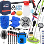 44Pcs Car Wash Detailing Kit Cleaning Kits with Foam Gun Sprayer Wash Mop with Long Handle Collapsible Bucket Large Wash Mitt Towels Complete Interior Exterior Car Washing Supply Set Blue by AUTODECO