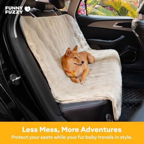 FUNNY FUZZY Luxurious Dog Car Seat Cover, Waterproof Backseat Protector | Faux Rabbit Fur, Full Backseat Cover, Non-Slip, Hair, Dirt & Scratch Defense, Machine Washable, Fits Cars, SUVs & Trucks - Image 2