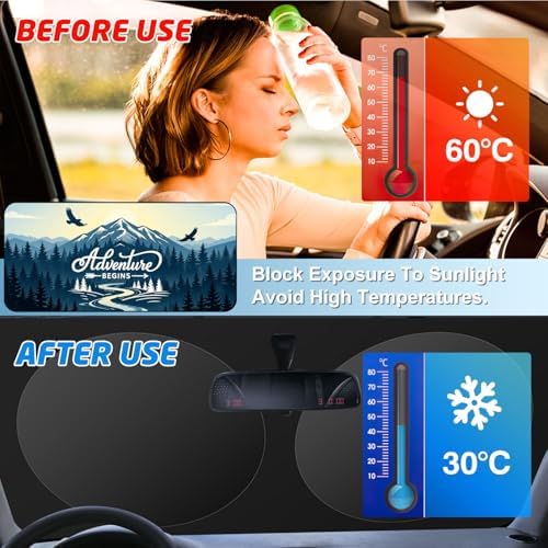 Windshield Sun Shade for Car, 63"x28.5" Universal Fit Front Window Sunshade with Double Steel Ring Frame, Car Sun Shade, UV Protection Windshield Cover with Storage Pouch (Adventure) - Image 3