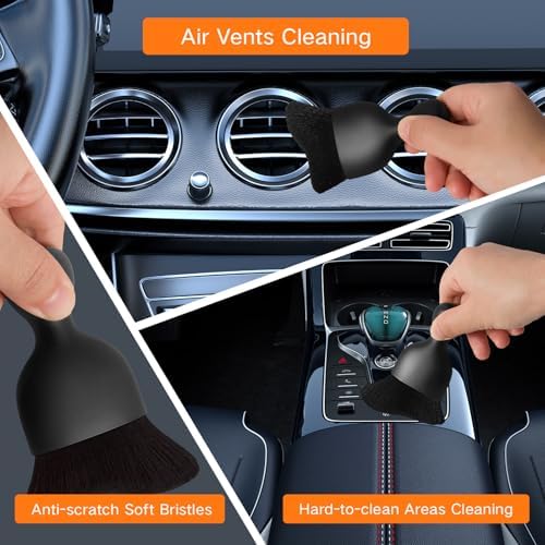 Qydipclin 7pcs Windshield Cleaner Tool Car Window Cleaning Wash Kit with 4 Reusable Microfiber Pads 1 Spray Bottle and Extendable Handle Auto Glass Wiper Kit, Orange - Image 6