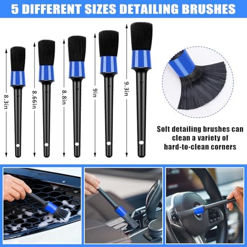 Car Cleaning Kit, Car Vacuum Interior Detailing Cleaner Kit with High Power Handheld Vacuum, Brush Set, Windshield Tool, Duster, Towels, Complete Car Care Tools for Women (Blue) - Image 4