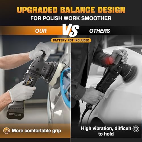 VERVEWAVE Cordless Buffer Polisher Kit for Dewalt 20V Battery (No Battery), 6-Inch Orbital Car Polisher Variable Speed 1800—5500 RPM, 17PCS Polishing Accessories, for Car Polishing/Waxing (Tool Only) - Image 3