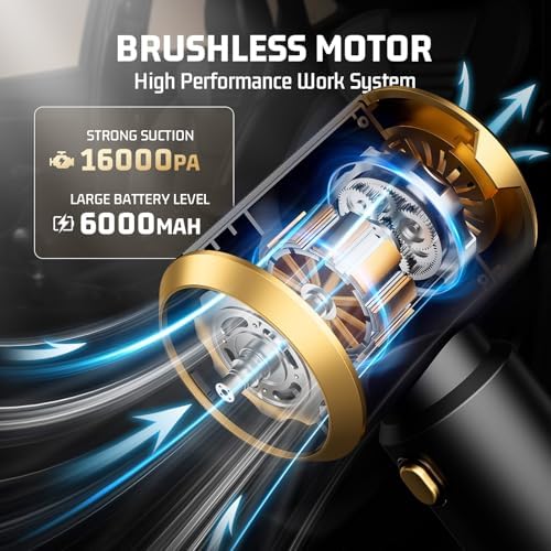 Cordless Car Vacuum Cleaner: 7-in-1 & 16000Pa Strong Suction - Blackish - Image 4