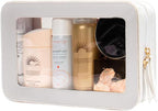 Clear Makeup Bag, White Travel Makeup Pouch Toiletry Bag for Women Waterproof Small Cosmetic Bag Case Small Make Up Bag with Zipper Car Organizer Car Essentials for Women Men - Image 2