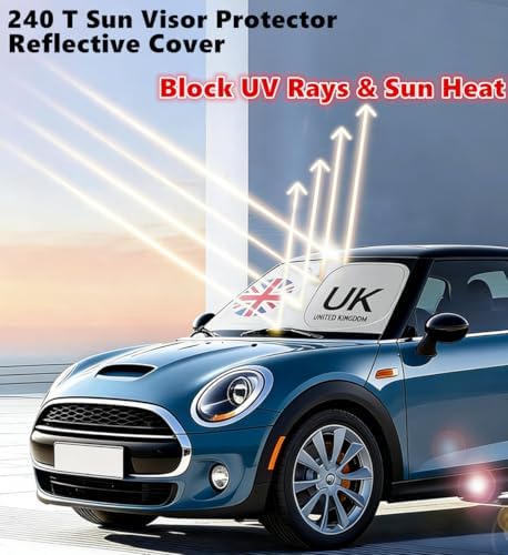 Windshield Sun Shade for 2007-2026 Mini Cooper Countryman, Fits R55 R56 R57 R58 R59 R60 R61 F54 F55 F56 F60, 240T Reflective Sun Visor Protector, Blocks UV Rays & Sun Heat - Image 2