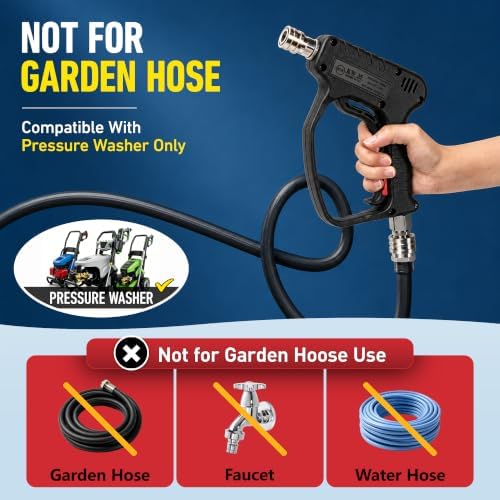 Pressure Washer Short Gun, 5000 PSI/10.5 GPM High Power Washer Spray Gun with 3/8'' Swivel Quick and M22-14mm Connect for Foam Cannon Car Wash - Image 3