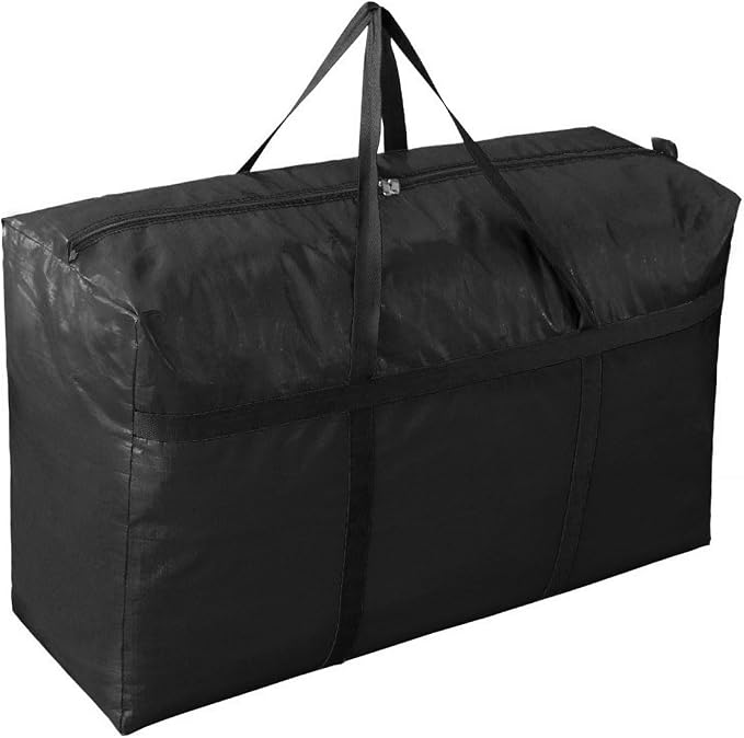 Extra-large Tarp Storage Bag (Black, 31Gal/120L) | Double Zipper, Moisture Resistant and Dustproof, Lightweight Foldable for Moving, Travel, Camping, and Seasonal Organization by IWEIK