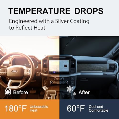 for 2015-2026 Ford F150 - Upgraded F-150 Sunshade for 240T 4-Layer UV Blocking Front Windshield Sun Shade, Collapsible Heat Shield with Storage Bag, Custom Fit for Ford F150 Car Accessories - Image 3