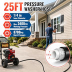 YAMATIC Pressure Washer Hose 25 FT 1/4", 3400 PSI, M22-14mm Females - Image 3