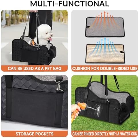 TKYZ Center Console Dog Car Seat for Small Dogs,for Car/SUV/Small Truck | Soft Pillow,Double fixation,PU Leather Easy To Clean,Pet Booster with Safety Belt,Puppy Car Seat for Small Dogs 0-11 lbs - Image 5