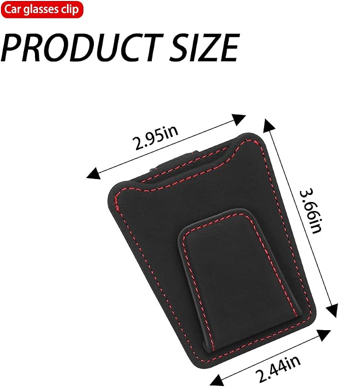 8sanlione Sunglasses Holder for Car, Magnetic Glasses Clip, Black | 3.66x3.0 Inch, Universal fit, sun visors, faux fur surface, 180° rotation, avoid mag cards, car interior accessories - Image 2