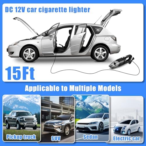Car Cleaning Kit, Car Vacuum Interior Detailing Cleaner Kit with High Power Handheld Vacuum, Brush Set, Windshield Tool, Duster, Towels, Complete Car Care Tools for Women (Blue) - Image 7