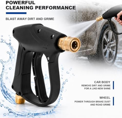 High-Pressure Car Washer Gun, M22-14 Thread Cleaning Sprayer Gun with 1/4" Quick Connect Outlet, 1422 PSI Max Pressure Power Sprayer Tool with 5 Nozzles for Vehicle Washing - Image 3