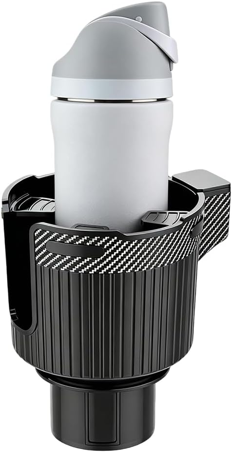 Car Cup Holder Expander with Adjustable Base for Large Bottles | U-shaped handle slot, holds bottles and mugs, secure non-slip support, quick twist adjustment, automotive accessories - Image 7