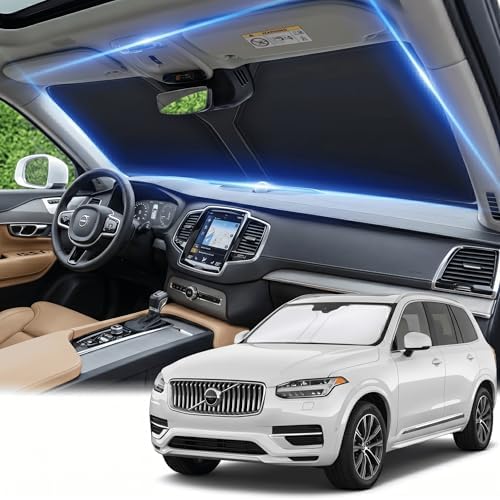 Windshield Sun Shade for Volvo XC90 2016-2024 2025 2026 Sunshade Front Window Shade Custom Fit XC90 Accessories Sun Visor Foldable Shade Blocks UV Rays Accessories by AuyNeas