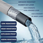 Hourleey Pressure Washer Hose 100FT, Kink Resistant High Tensile Wire Power Washer Hose, Rubber Wire Braided with 3/8" Quick Connect for Hot/Cold Water, 4000 PSI, Gray - Image 4