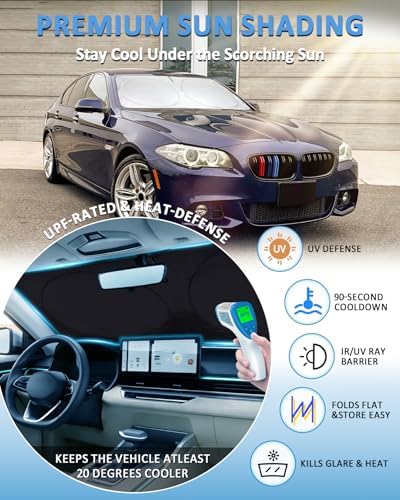 for BMW 5-Series Windshield Sun Shade Sunshade Custom Fit for BMW 5 Series G30 G31 2011-2016 Windshield Cover for 530i, 530e, 545i, 550i 525i, 528xi, Front Window Shield Protector - Image 3