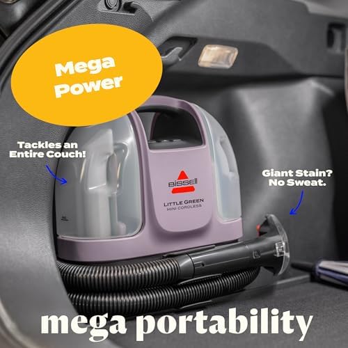 BISSELL Little Green Mini Cordless Portable Carpet and Upholstery Deep Cleaner, Car/Auto Detailer, with HydroRinse Self-Cleaning Tool and 4" Tough Stain Tool, Limited Edition Color Dusk Pink, 4015F - Image 5