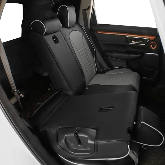 EKR Car Seat Covers for Honda CRV 2012-2014 (NO LX) Leatherette Full Set | Custom Fit for Honda CRV 2012 2013 2014 (Not for LX) Factory-Style Interior Upgrade,Faux Leather(Black/Gray) - Image 4