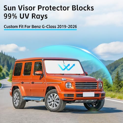 Windshield Sun Shade for Mercedes Benz G Class G63 G550 G55 G65 W463 2019-2026 Sunshade 300T Windshield Cover Blocks UV Rays Custom Fit G-Class Front Window Shade Foldable Keep Cool - Image 2