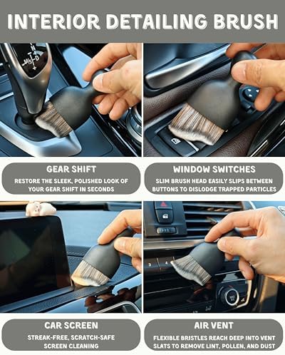 oesee 18Pcs Professional Car Interior Detailing Kit All-in-One Cleaning Tools for Windows, Dashboard, Vents, Windshield Cleaner Brush, Magic Sponge, Chamois Cloth, Detailing Brushes & Accessories - Image 4