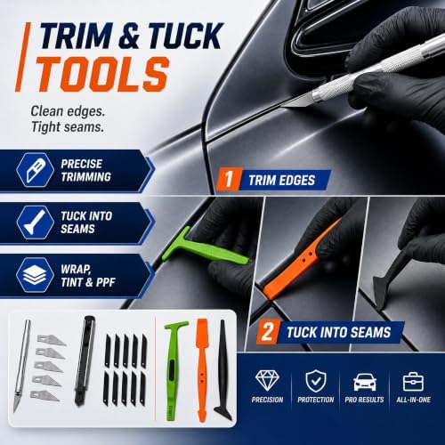 60 Pcs Vinyl Wrap Tool Kit for Car Wrapping, Window Tint Kit with Felt Squeegees, 6 Magnetic Holders, Film Cutter, Utility Knife, Scrapers & Storage Bag for Auto Vinyl, PPF, Decals - Image 6