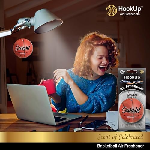 Basketball Car Air Freshener by HookUp - 4 Pack - Black Gold Scent (Extra Strong) | Unique Basketball Gift for Players, Coach, Fans | Hanging Car Accessory with Long Lasting Fresheners Smell - Image 5