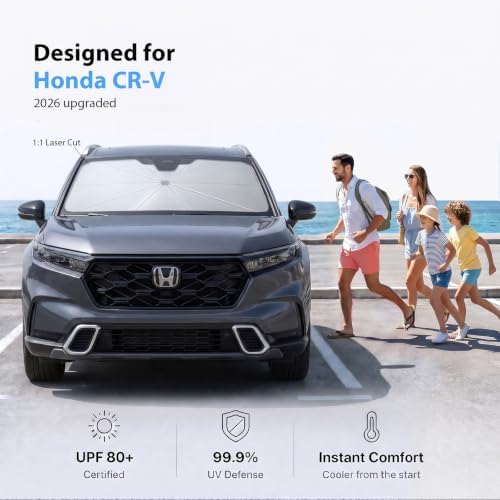 2026 Upgraded Windshield Sun Shade Umbrella for Honda CR‑V [Precision Custom Fit, Superior UV & Heat Block] Cooling Tech Fabric, Durable Foldable with Storage Bag, Fits 2000‑2026 - Image 2