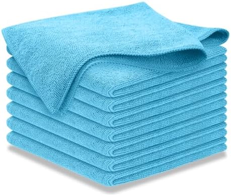 USANOOKS Microfiber Cleaning Cloth - Turq - 8Pcs (12.5x12.5 inch) High Performance - 1200 Washes, Ultra Absorbent Car Towel Traps Grime & Liquid for Streak-Free Mirror Shine - car Washing Cloth by USANOOKS