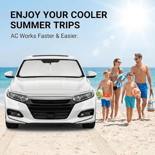 for Honda Accord 2018-2022 Windshield Sun Shade Front Window Shade Custom Fit Accord Accessories Sun Visor Foldable Shade Blocks UV Rays Summer Must Have Car Accessories - Image 4